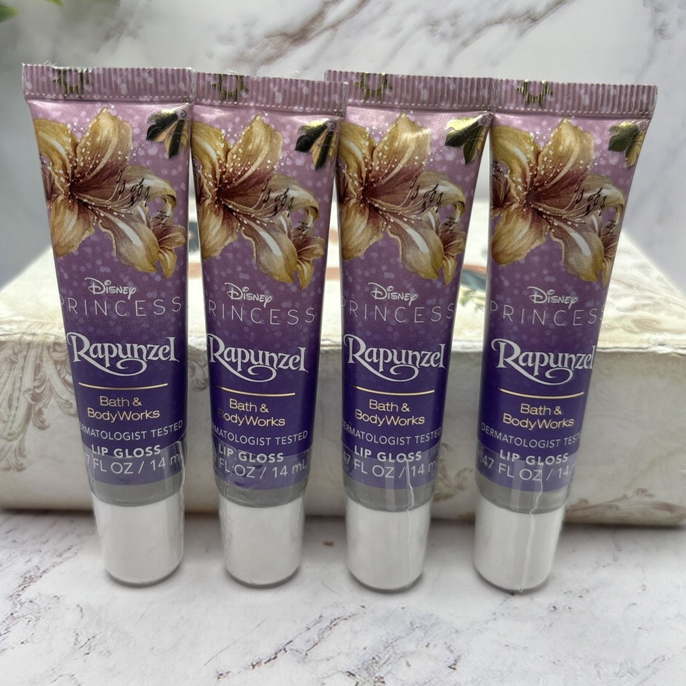 Bath & Body Works Disney Princess Rapunzel Lip Gloss 4 Pc Lot 0.47 oz Sealed